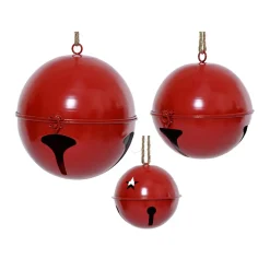 Lot de 3 Cloches métal à suspendre (D24-20-14 cm) Grisons Rouge