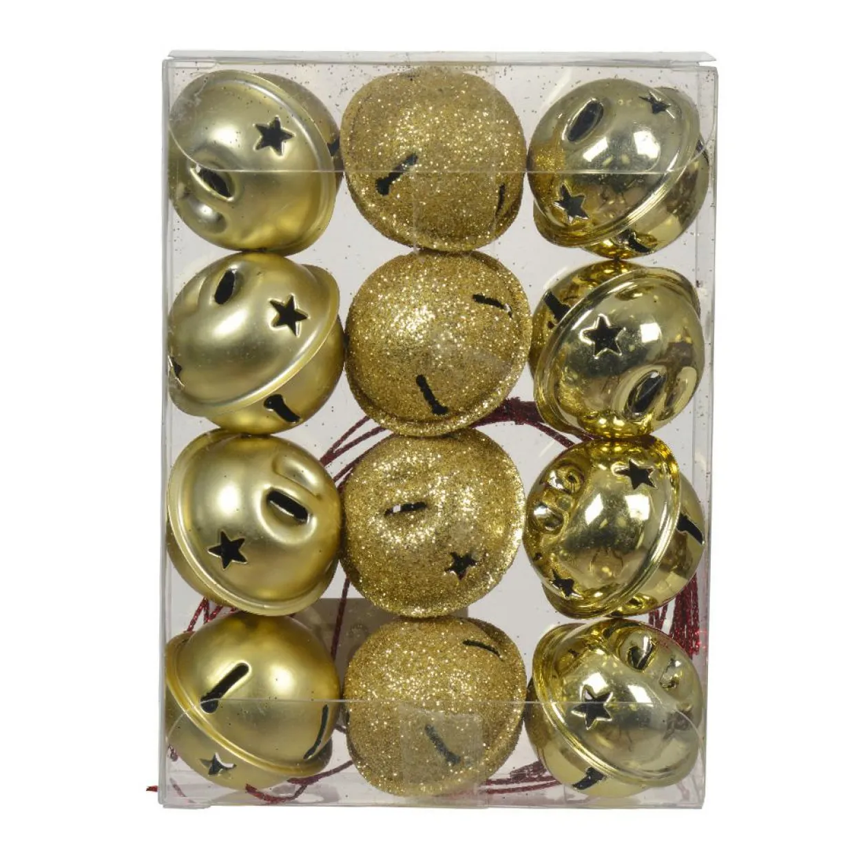 Lot de 12 clochettes à suspendre (D3 cm) Christmas Stars Or