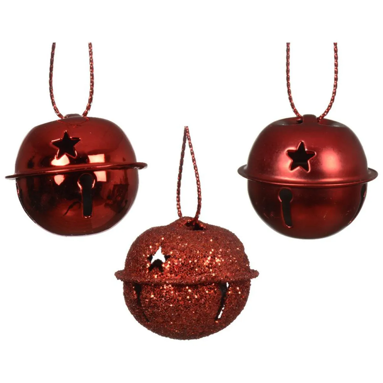 Lot de 12 clochettes à suspendre (D3 cm) Christmas Stars Rouge