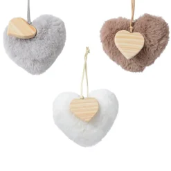 Lot de 3 coeurs de Noël à suspendre (H10 cm) Caeli Bois