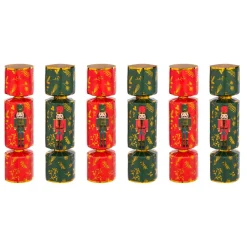 Lot de 6 crackers de Noël Soldats Casse-noisette Vert et Rouge