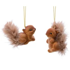 Lot de 2 écureuils à  suspendre (H6 cm) Sciurius Marron