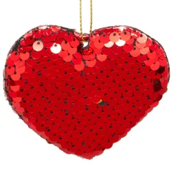 Lot de 2 cœurs à suspendre (H7 cm) Sequins Rouge
