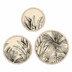 Lot de 3 décorations murales (D25-30-35 cm) Acapulco Marron