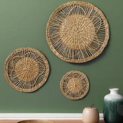 Lot de 3 décorations murales roseau (D20-30-45 cm) Seagrass Naturel
