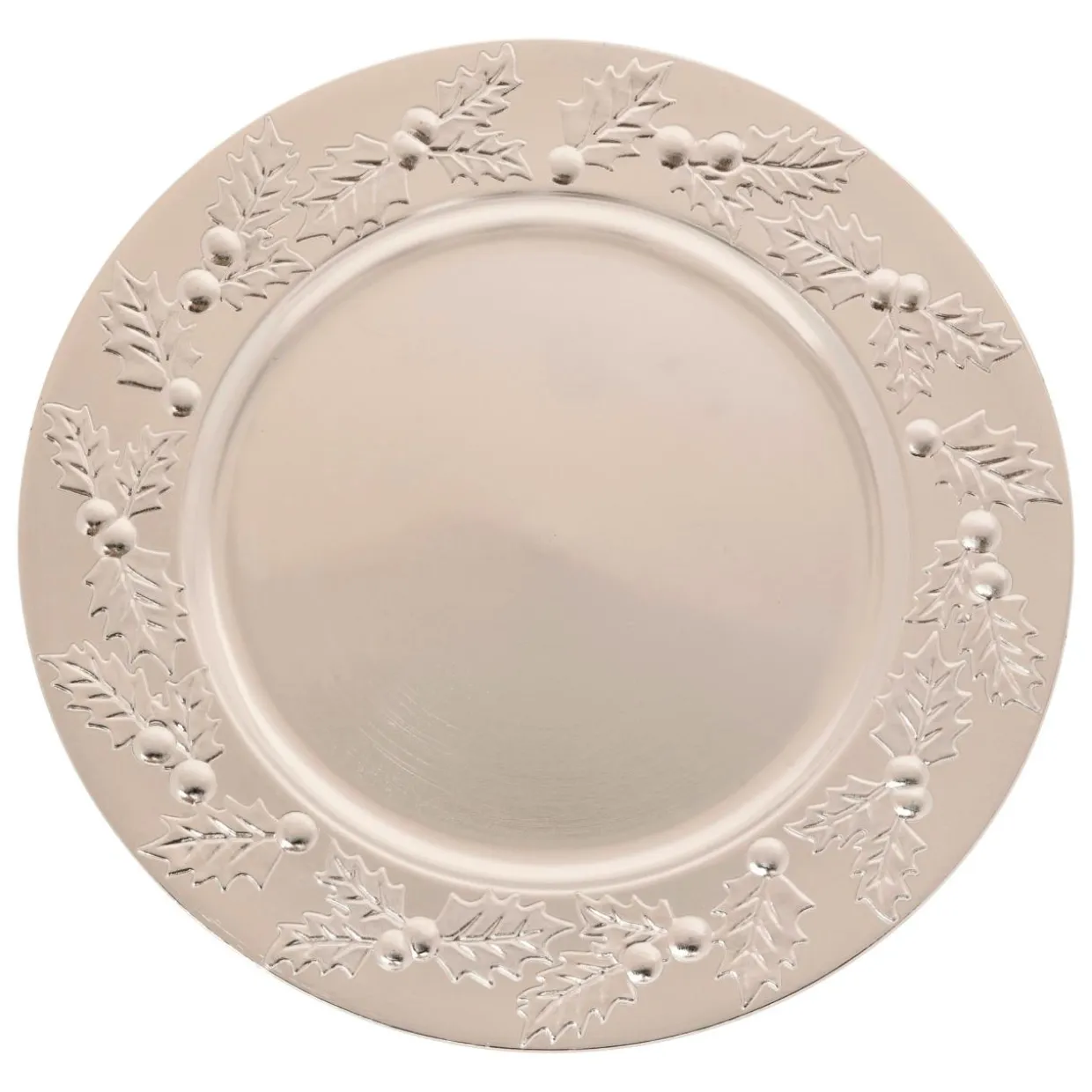 Lot de 12 dessous d'assiette Houx de Noël Argent
