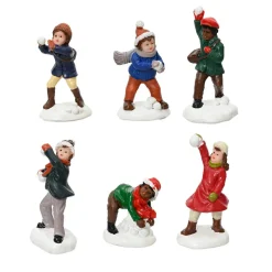 Lot de 6 enfants (H5,5 cm) Jeux d'hiver pour village