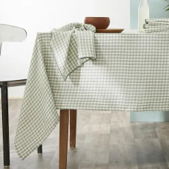 Lot de 2 essuie-main gaze de coton (50 x 70 cm) Gaïa vichy Vert eucalyptus