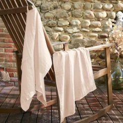 Lot de 2 essuie-mains gaze de coton (70 cm) Gaïa Rose poudré