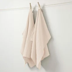 Lot de 2 essuie-mains gaze de coton (70 cm) Gaïa Rose poudré