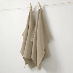 Lot de 2 essuie-mains gaze de coton (50 x 70 cm) Gaïa Ficelle