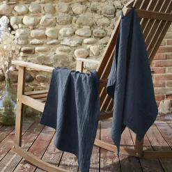 Lot de 2 essuie-mains gaze de coton (70 cm) Gaïa Bleu nuit