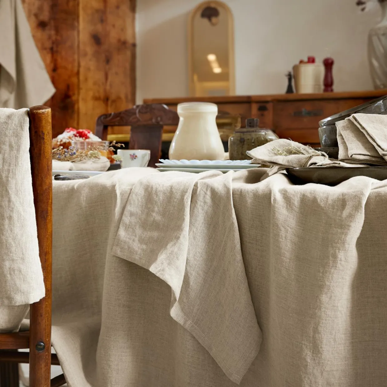 Lot de 2 essuie-mains lin lavé (50 x 70 cm) Louise Beige