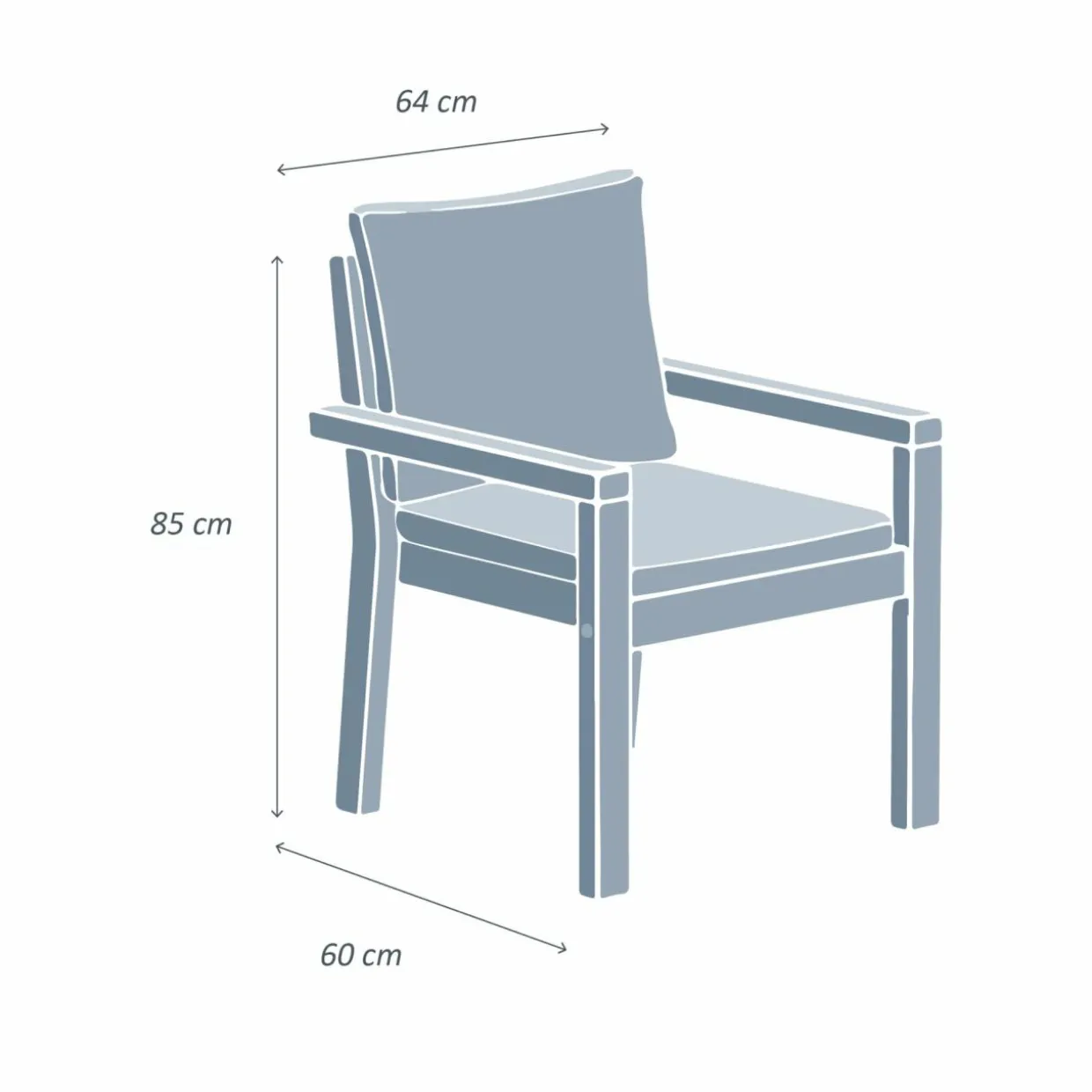 Lot de 2 fauteuils de jardin empilables en bois d'acacia Bornéo Gris anthracite