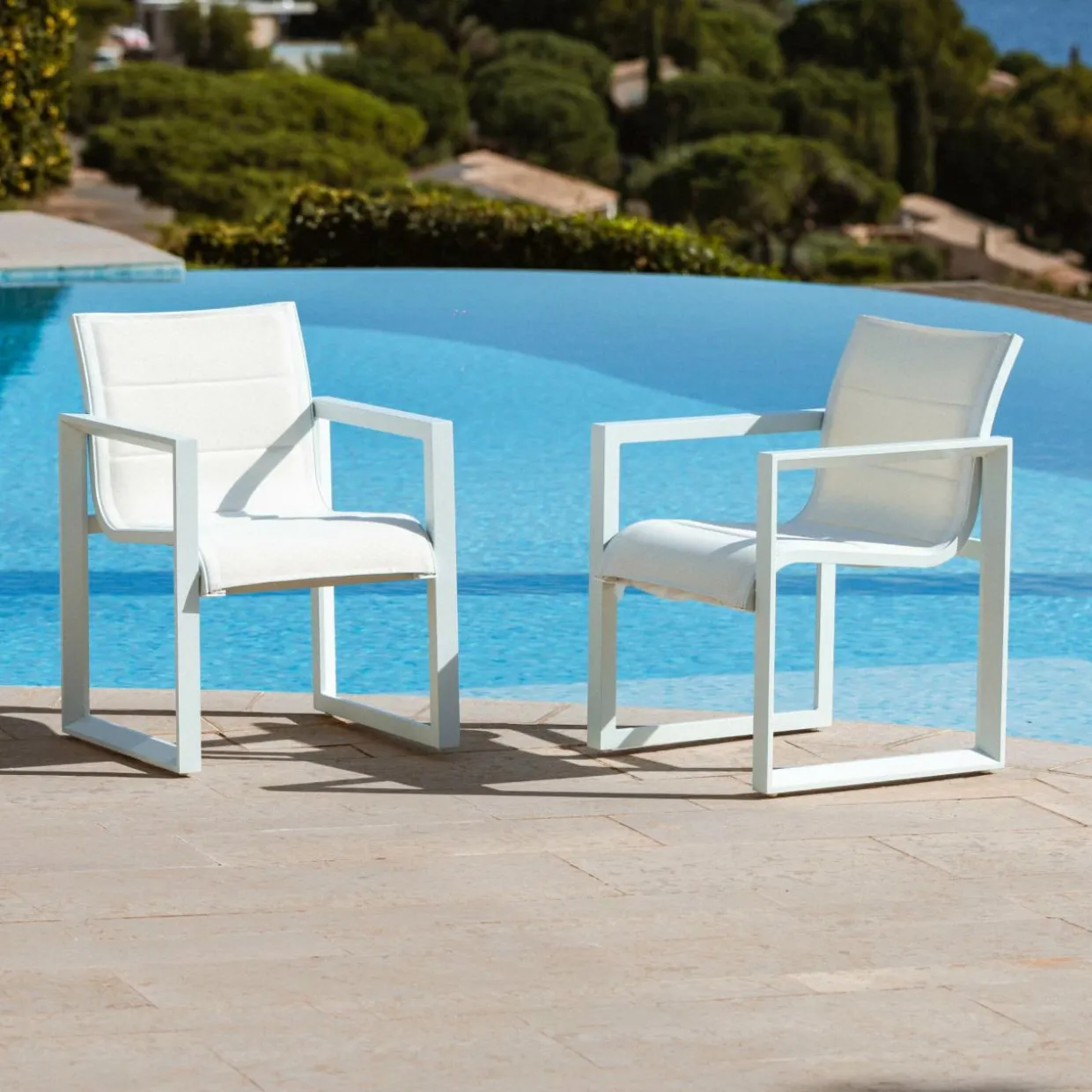 Lot de 2 fauteuils de jardin en aluminium Elba Blanc