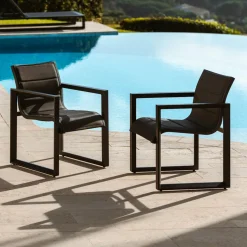 Lot de 2 fauteuils de jardin en aluminium Elba Gris anthracite