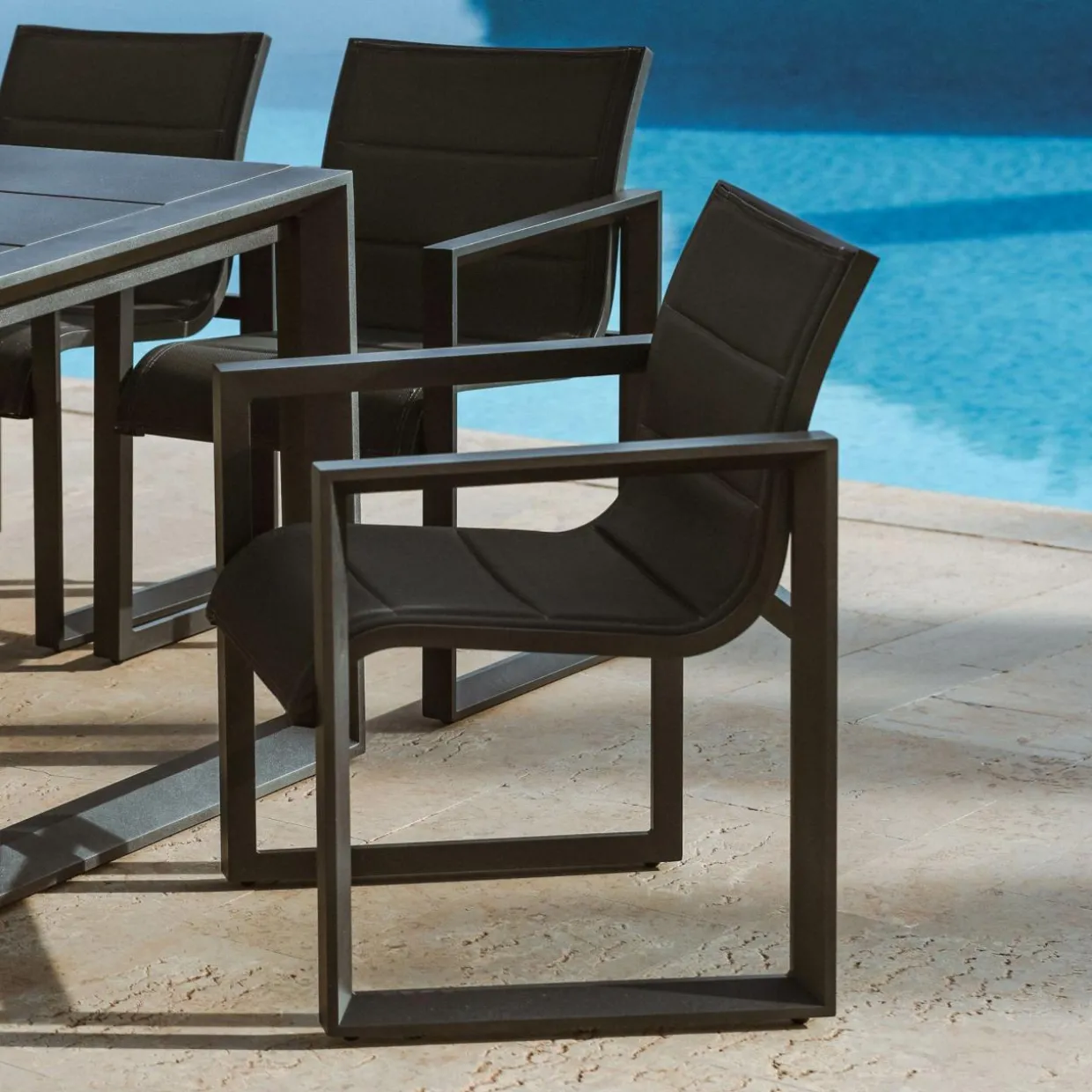 Lot de 2 fauteuils de jardin en aluminium Elba Gris anthracite