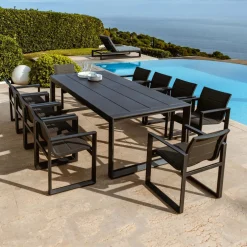 Lot de 2 fauteuils de jardin en aluminium Elba Gris anthracite