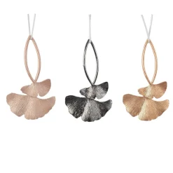 Lot de 3 feuilles à suspendre (H14 cm) Ginko alliage Bleu gris