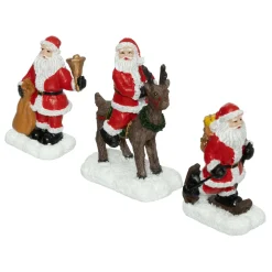 Lot de 3 figurines pour village (H7 cm) Père Noël en poste