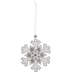 Lot de 4 flocons de Noël à suspendre (H10 cm) Natural Blanc