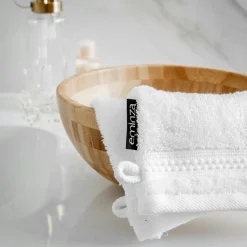 Lot de 2 gants de toilette coton bio (15 x 21 cm) Méline Blanc chantilly
