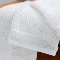 Lot de 2 gants de toilette coton bio (15 x 21 cm) Méline Blanc chantilly