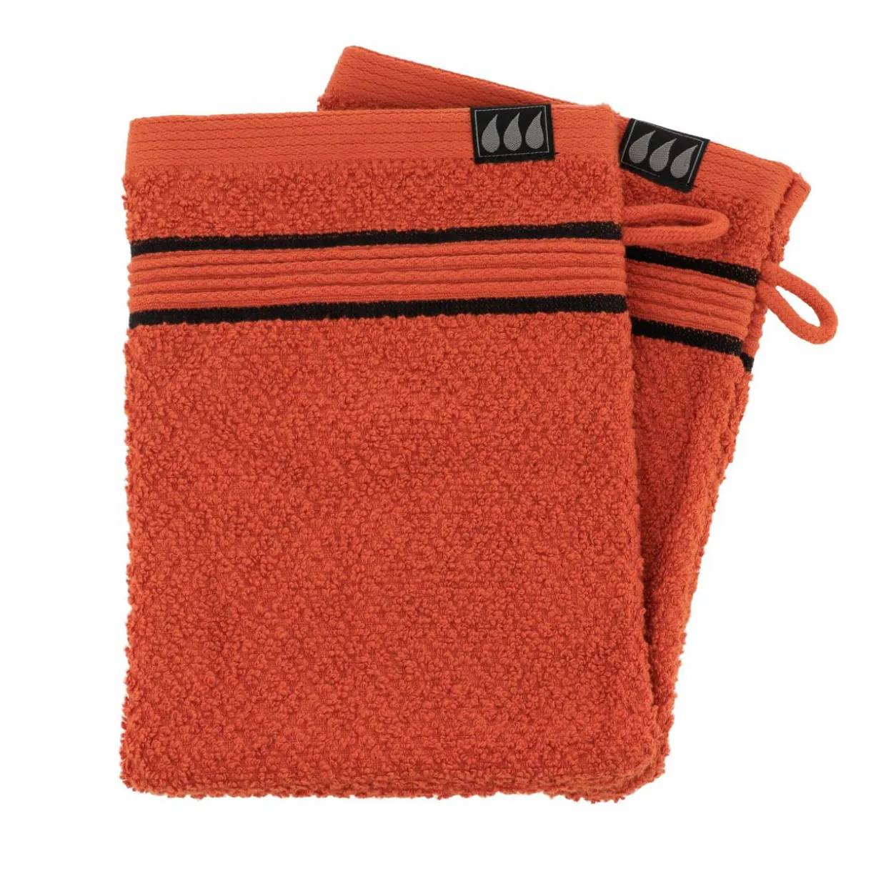 Lot de 2 gants de toilette coton (15 x 21 cm) Black Line Joia Terracotta / noir
