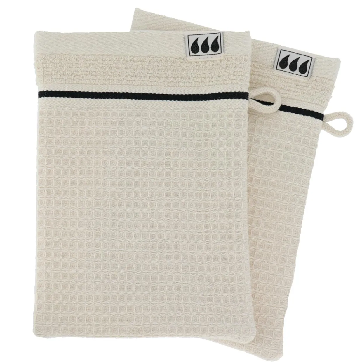 Lot de 2 gants de toilette coton nid d'abeille (15 x 21 cm) Japandi Beige