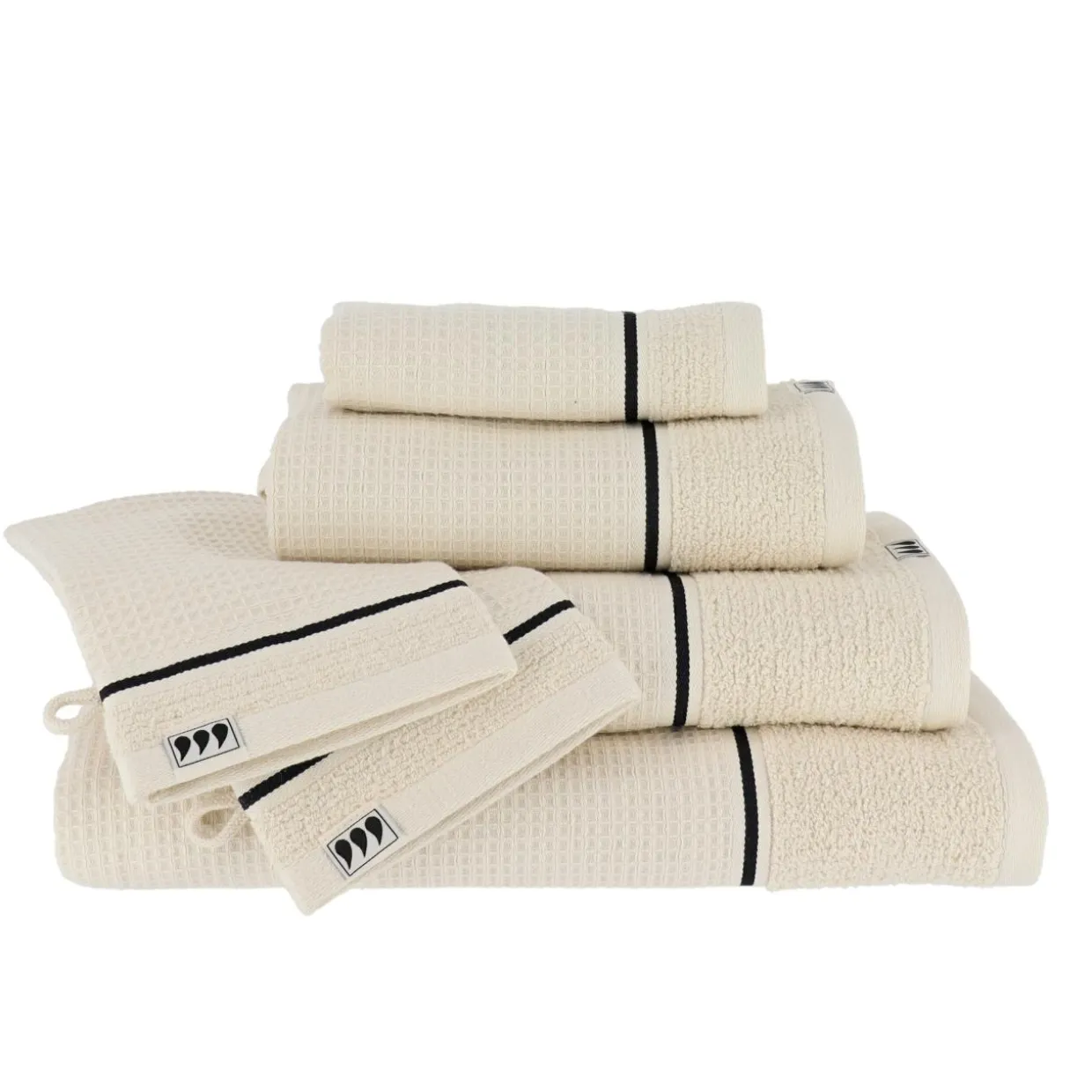 Lot de 2 gants de toilette coton nid d'abeille (15 x 21 cm) Japandi Beige