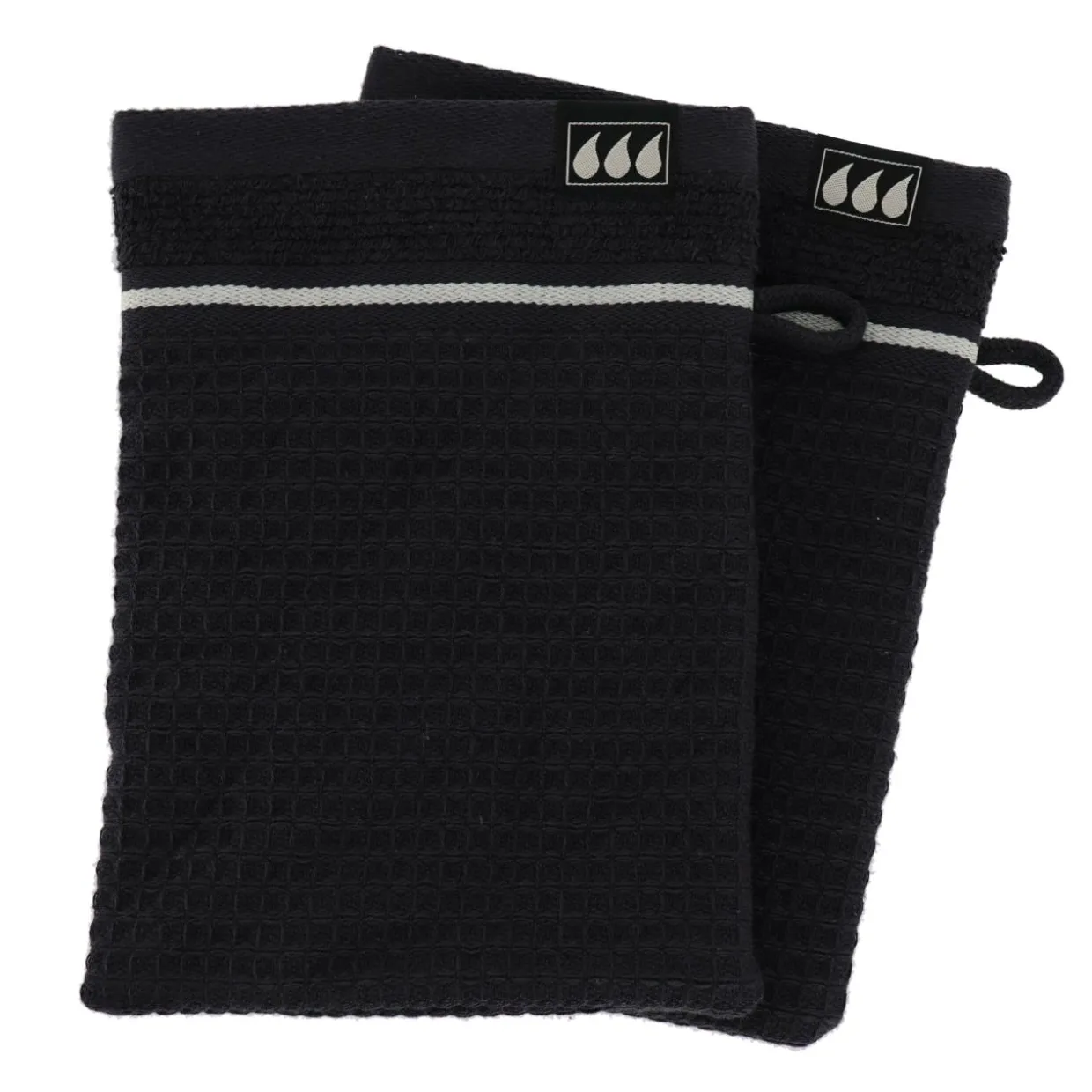 Lot de 2 gants de toilette coton nid d'abeille (15 x 21 cm) Japandi Noir