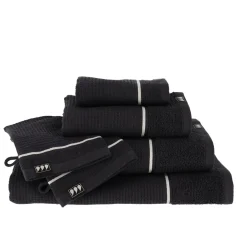 Lot de 2 gants de toilette coton nid d'abeille (15 x 21 cm) Japandi Noir