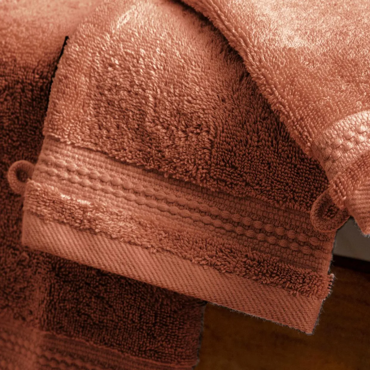 Lot de 2 gants de toilette coton bio (15 x 21 cm) Méline Terracotta