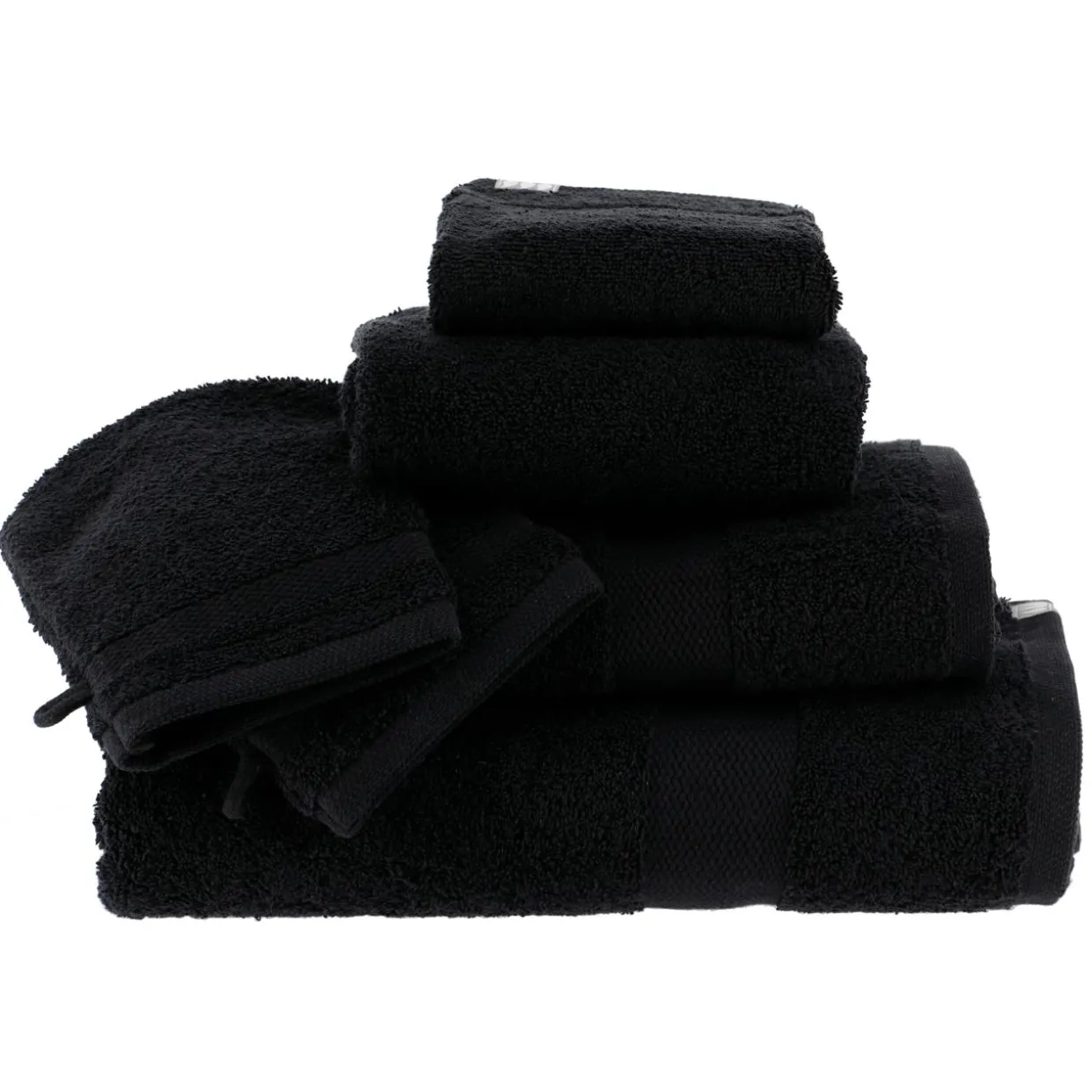 Lot de 2 gants de toilette coton (15 x 21 cm) Timeless Noir