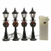 Lot de 4 lampadaires illuminés (H12 cm) pour aménager un village
