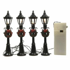 Lot de 4 lampadaires illuminés (H12 cm) pour aménager un village