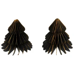 Lot de 2 minis Sapins décoratifs (H6 cm) Papier magnétique Noir