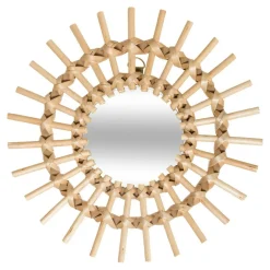 Lot de 3 miroirs (D28 cm) Soleil Rotin Naturel