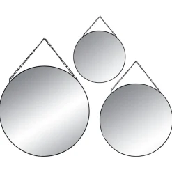 Lot de 3 miroirs en métal (D29 cm) Ovalia Noir