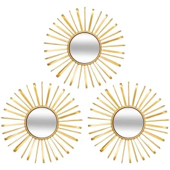 Lot de 3 miroirs muraux métal (D 24 cm) Warren Or