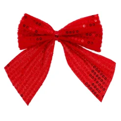 Lot de 3 noeuds de Noël (h9 cm) Prestige sequins Rouge