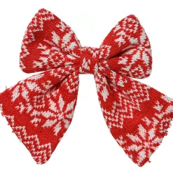Lot de 2 Noeuds de Noël (H13 cm) Tradition Rouge et blanc