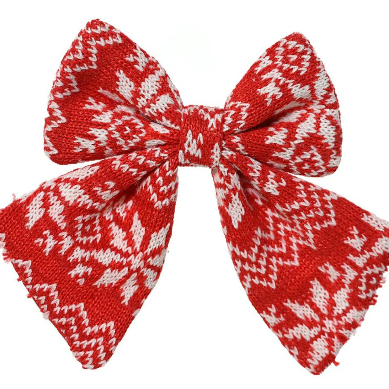 Lot de 2 Noeuds de Noël (H13 cm) Tradition Rouge et blanc
