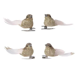 Lot de 4 oiseaux (H5 cm) Caribana Or