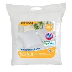 Lot de 2 oreillers carrés moelleux (60 x 60 cm) Respirants Blanc