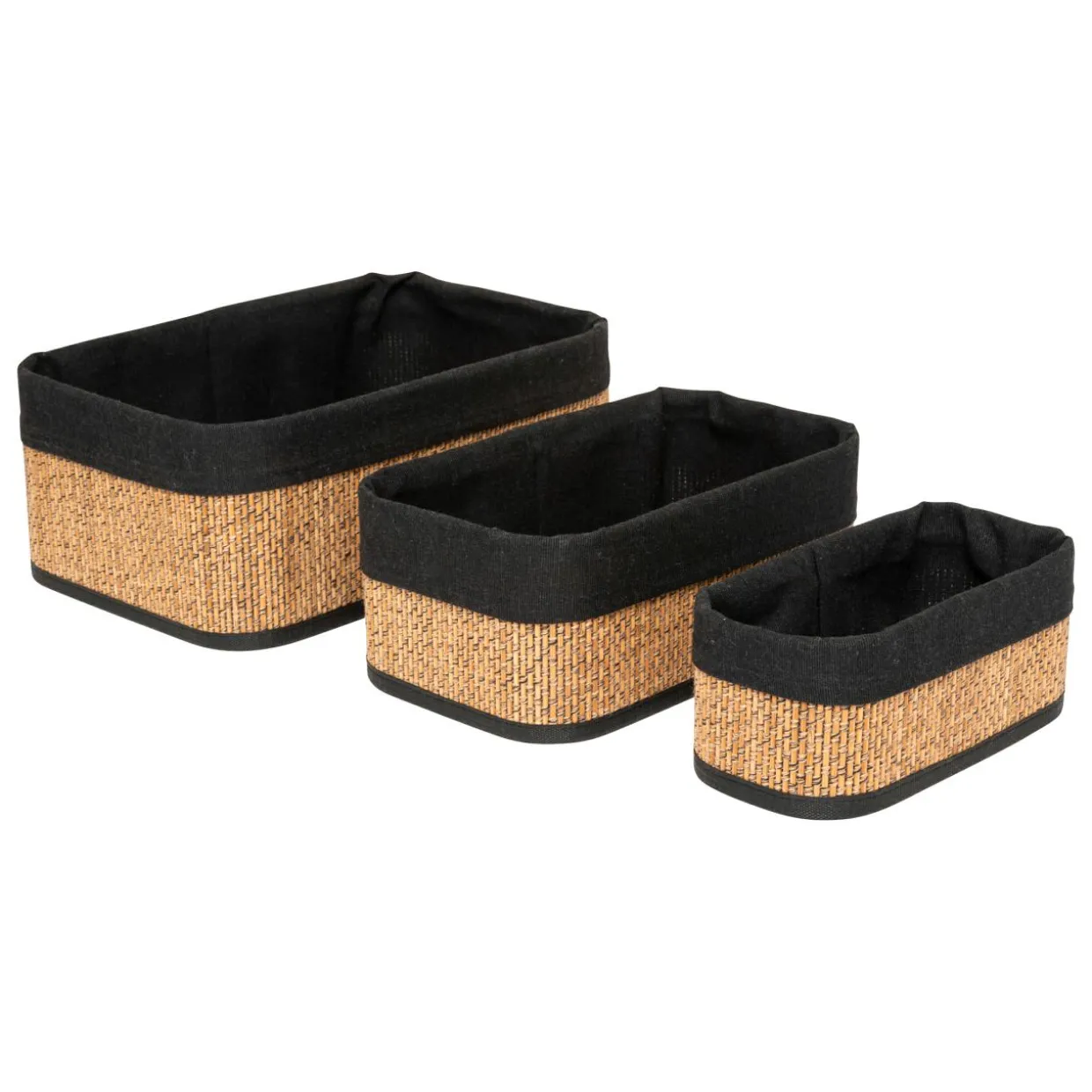 Lot de 3 paniers de rangement bambou (H12 cm) Stremy Beige