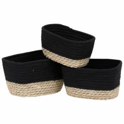 Lot de 3 paniers de rangement (H13 cm) Timeless Noir