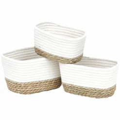 Lot de 3 paniers de rangement (H13 cm) Timeless Blanc