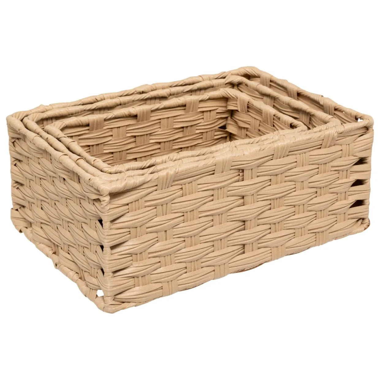 Lot de 3 paniers de rangement tressés hauts (30 x 21 cm) Garlic Beige