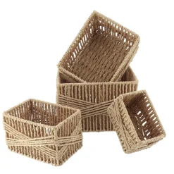Lot de 4 paniers de rangement (21 x H14 cm) Paper Naturel